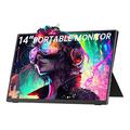 V140F1 14" Portable Monitor with Magnetic Leather Cover - Black
