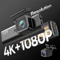 V56 GPS Dual Dash Cam Set - 4K Front and 2K Rear Car Camera - Black