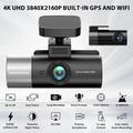 V58 3-Channel Dash Cam - 4K Front, 1080p Rear/Cabin, GPS, WiFi