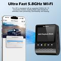 V61 4K/1080p Dual Dash Cam - 5.8GHz WiFi, HDR Night Vision, Super Capacitor - Black