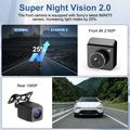 V63 Dual Dash Cam - 4K/1080p, HDR Night Vision, 5.8GHz WiFi, Parking Monitor - Black