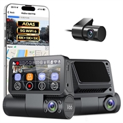 V66 3-Channel GPS Dash Cam - 4K Front, Cabin and Rear - Black