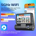 V66 3-Channel GPS Dash Cam - 4K Front, Cabin and Rear - Black
