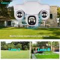 VTS31 V380 Solar-Powered PTZ Security Camera with Triple Lens - White