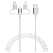 Verbatim Essentials 3-in-1 Cable - USB-A to Micro-B, USB-C, Lightning - 18W, 1m - White