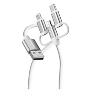 Verbatim Essentials 3-in-1 Cable - USB-A to Micro-B, USB-C, Lightning - 18W, 1m - White