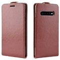 Samsung Galaxy S10 5G Vertical Flip Case with Card Holder - Brown