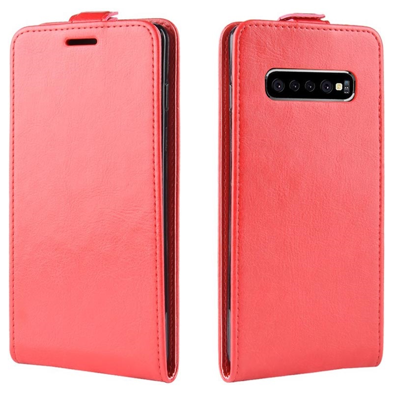 Samsung Galaxy S10 5G Vertical Flip Case with Card Holder Red