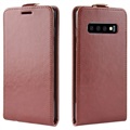 Samsung Galaxy S10 Vertical Flip Case with Card Slot - Brown