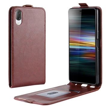Sony Xperia L3 Vertical Flip Case with Card Holder - Brown