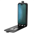 iPhone 14 Vertical Flip Case with Card Holder - Black