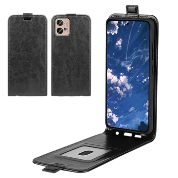 Nokia C21 Plus Vertical Flip Case with Card Slot - Black