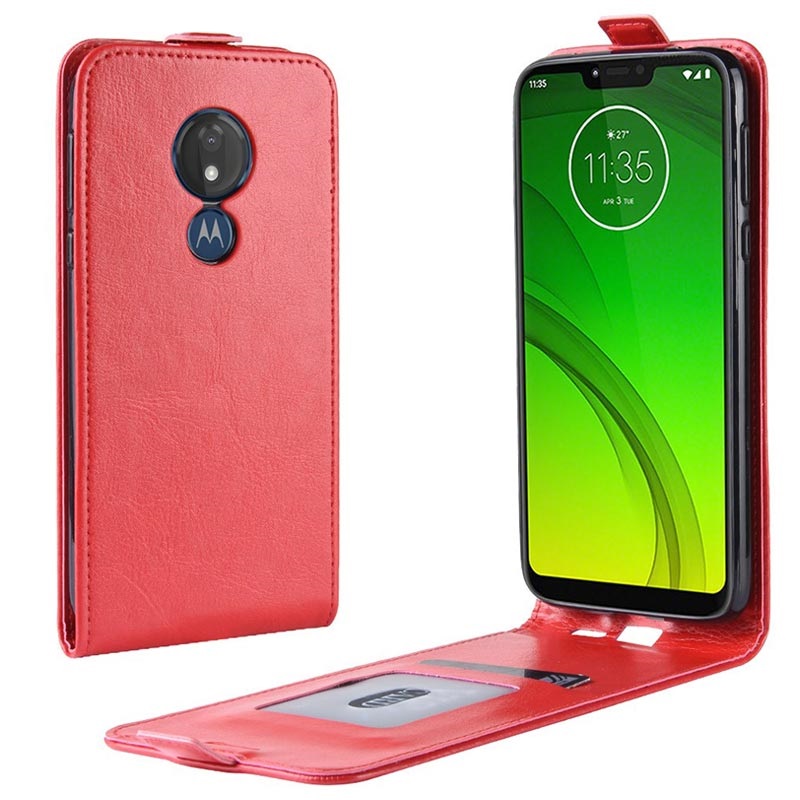 Motorola Moto G7 Power Vertical Flip Case with Card Slot Red