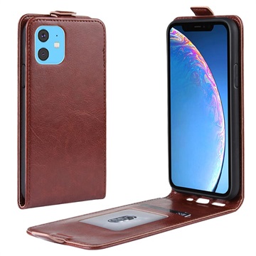 iPhone 11 Vertical Flip Case with Card Slot - Brown