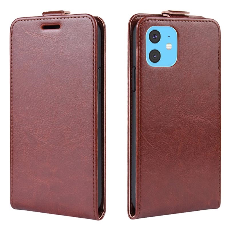 iPhone 11 Vertical Flip Case with Card Slot Brown