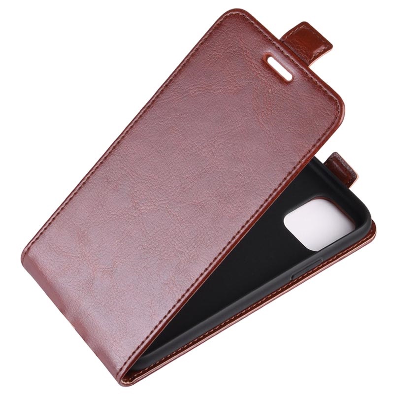 iPhone 11 Vertical Flip Case with Card Slot Brown