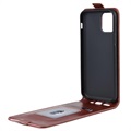 iPhone 11 Vertical Flip Case with Card Slot - Brown
