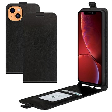 iPhone 13 Vertical Flip Case with Card Holder - Black