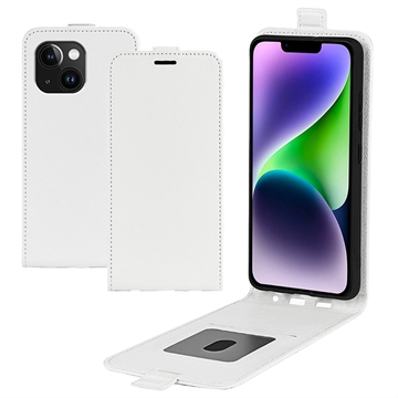 iPhone 15 Plus Vertical Flip Case with Card Slot - White