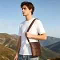Vertical Leather Shoulder Bag / Crossbody Bag for Men - Coffee