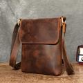 Vertical Leather Shoulder Bag / Crossbody Bag for Men - Coffee