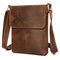 Vertical Leather Shoulder Bag / Crossbody Bag for Men - Coffee