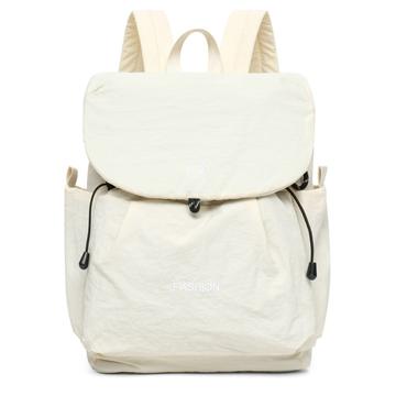 Vintage Color Block Large-Capacity Canvas Backpack - Beige