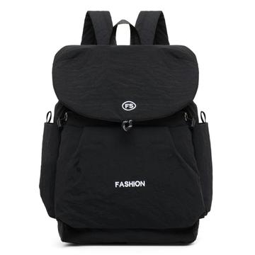 Vintage Color Block Large-Capacity Canvas Backpack - Black