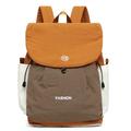Vintage Color Block Large-Capacity Canvas Backpack - Orange / Khaki