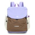 Vintage Color Block Large-Capacity Canvas Backpack - Purple / Khaki