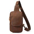 Vintage Leather Chest Bag / Crossbody Travel Bag - Coffee
