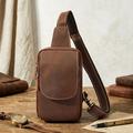 Vintage Leather Chest Bag / Crossbody Travel Bag - Coffee