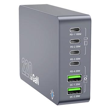 WLX-F8A 6-Port 220W GaN Desktop Charging Station - Grey