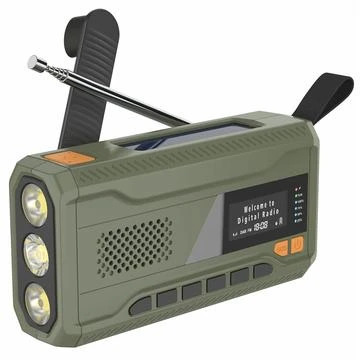Portable Solar Hand Crank Emergency Radio w. LED Flashlight, Power Bank WR-6D - DAB/FM, 4500mAh (Open Box - Bulk Satisfactory)