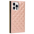 iPhone 13 Pro Max Wallet Case with Makeup Mirror - Rose Gold