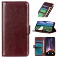 iPhone 15 Pro Max Wallet Case with Magnetic Closure - Brown