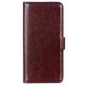 iPhone 15 Wallet Case with Magnetic Closure - Brown