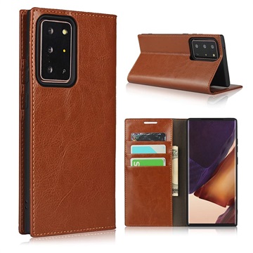 Samsung Galaxy Note20 Ultra Wallet Leather Case with Kickstand - Brown