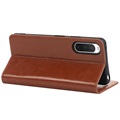 Sony Xperia 10 IV Wallet Leather Case with Kickstand - Brown