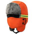 Warm Winter Hat with Reflective Strips and Face Mask - Orange