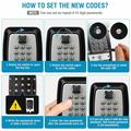 Waterproof Key Lock Box with Hook - 4-12 Digit Mechanical Password Lock - Black