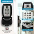 Waterproof Key Lock Box with Hook - 4-12 Digit Mechanical Password Lock - Black