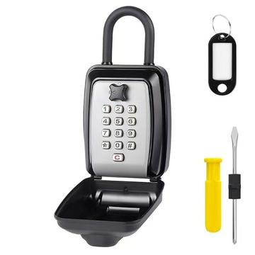 Waterproof Key Lock Box with Hook - 4-12 Digit Mechanical Password Lock - Grey