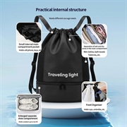 Waterproof Swim Backpack with Dry-Wet Separation for Beach - Black
