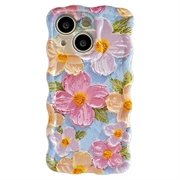 iPhone 15 Wavy-Edge Oil-Painting TPU Case - Flowers