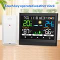 Wireless Weather Station with Color Touch Screen and Alarm Clock - Black