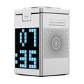 WiWU W043 5-in-1 Wireless Charger with RGB Pixel Display, Bluetooth Speaker - Silver