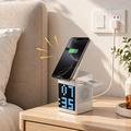WiWU W043 5-in-1 Wireless Charger with RGB Pixel Display, Bluetooth Speaker - Silver