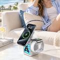 WiWU W043 5-in-1 Wireless Charger with RGB Pixel Display, Bluetooth Speaker - Silver