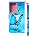 Wonder Series Samsung Galaxy S21 Ultra 5G Wallet Case - Blue Butterfly